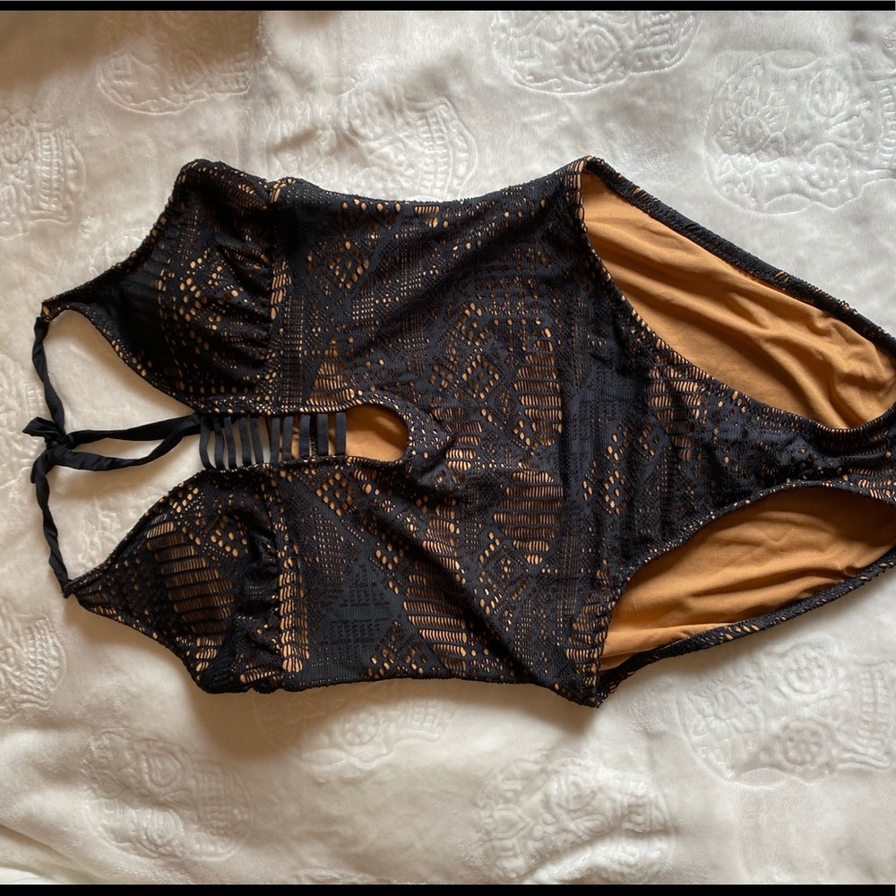 Lace halter one piece